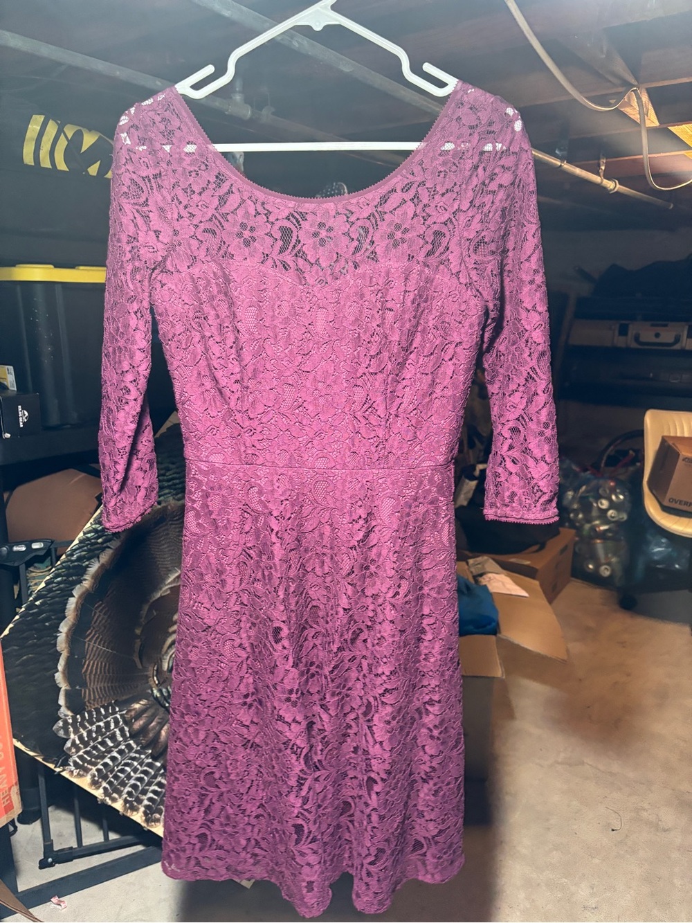 White House Black Market Plum Lace Midi Dress